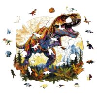 ⁦פאזל עץ מיוחד דינוזאור טי-רקס - T-REX - פאזל עץ צבעוני ומאתגר למבוגרים ולילדים מבית Woodbests⁩ – תמונה ⁦2⁩