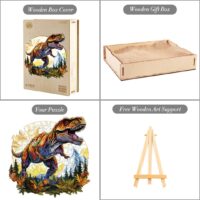 תכולת ערכה פאזל עץ מיוחד דינוזאור T-REX טי-רקס פאזל JIGSAW למבוגרים לנוער לילדים -