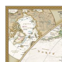 ⁦מפת העולם עתיקה באנגלית - מפת עולם פיזית מדינית דקורטיבית בעיצוב עתיק 115X80 מבית National Geographic⁩ – תמונה ⁦3⁩