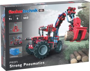 ערכת הרכבה כוח פנאומטי חשמלי - PROFI Strong Pneumatics לבניית 6 מודלים מ660 חלקים מבית FischerTecnik - פישרטכניק גרמניה