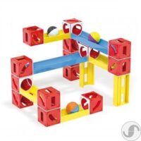 ⁦מבוך ומנהרת גולות Marble Run לבניה עצמית לילדים ופעוטות 50 חלקים - משחק הרכבה מבית Quercetti האיטלקית מסדרת Cuboga⁩ – תמונה ⁦3⁩