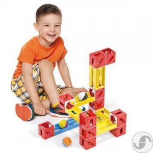 מבוך ומנהרת גולות Marble Run לבניה עצמית לילדים ופעוטות 50 חלקים - משחק הרכבה מבית Quercetti האיטלקית מסדרת Cuboga