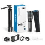 טלסקופ לסמרטפון 60X50 - משקפת חד עינית מקצועית מגדילה פי 60X עם חצובה איכותית ומתאם לטלפון מבית APEXEL