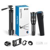 טלסקופ לסמרטפון 60X50 - משקפת חד עינית מקצועית מגדילה פי 60X עם חצובה איכותית ומתאם לטלפון מבית APEXEL