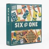 ערכת 6 משחקים ב 1 שחמט דמקה ששבש דומינו קלפים ודוקים במארז עץ איכותי מסדרת Wooden Games WorkShop מבית Professor Puzzle אנגליה