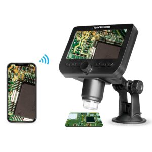 מיקרוסקופ דיגיטלי אלחוטי נטען עד 1000X עם WIFI 2MP וצג LCD4.3" המתאים לחיבור לסמארטפונים ומחשבים מבית Inskam