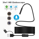 אנדוסקופ HD באורך 10 מטר, 8 מ"מ בחיבור USB/Micro USB/TYPE C