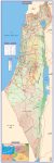 מפת ישראל גדולה בערבית عربي  מפורטת ופיזית בגודל 165X55 הכוללת מפת כבישים ומרחקים ומפה ממוזערת של המזרח התיכון