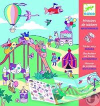 ⁦ערכת יצירה לילדים לונה פארק - משחק יצירה עם מדבקות רב פעמיות ליצירת תמונות עם סיפור מבית Djeco צרפת⁩ – תמונה ⁦4⁩
