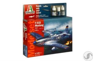 מודל להדבקה של מטוס קרב אמריקאי F-51D היסטורי מבית Italeri