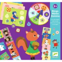 משחק התפתחות לפעוטות בינגו זיכרון ודומינו - מארז 3 משחקים מבית DJECO צרפת