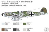 ⁦מודל להדבקה של מטוס קרב 1:48 גרמני BF-109 K-4 Messerschmitt מבית Italeri⁩ – תמונה ⁦3⁩
