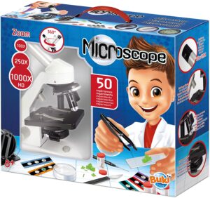 מיקרוסקופ לילדים BUKI X1000 עם תאורה עלית ותחתית מגיע עם ערכת מחקר מבית בוקי צרפת