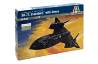 מודל להדבקה של מטוס הביון SR-71 Blackbird with Drone בקנה מידה של 1:72 מבית Italeri