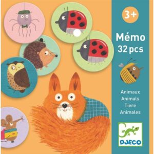 משחק זיכרון מאתגר לפעוטות ולילדים Animals Memo מבית Djeco צרפת