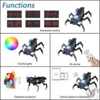 ⁦ערכת רובוט נמלה לתכנות עם בקר תואם ארדואינו כולל מטריצת לד חיישן אולטרסוני ושלט רחוק מבית Freenove⁩ – תמונה ⁦12⁩