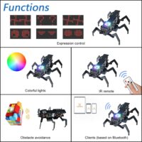 ⁦ערכת רובוט נמלה לתכנות עם בקר תואם ארדואינו כולל מטריצת לד חיישן אולטרסוני ושלט רחוק מבית Freenove⁩ – תמונה ⁦4⁩
