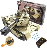 ⁦משחק הרכבה לילדים ממונע  רובוטי הנדסי טנק M1A2 יורה על שלט אלחוטי 1276 חלקים עם מנוע Qihui⁩ – תמונה ⁦3⁩