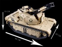 ⁦משחק הרכבה לילדים ממונע  רובוטי הנדסי טנק M1A2 יורה על שלט אלחוטי 1276 חלקים עם מנוע Qihui⁩ – תמונה ⁦7⁩