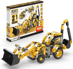 משחק הרכבה הנדסי אנג'ינו מחפרון JCB עם 3 מודלים מסדרת Engino Machinery