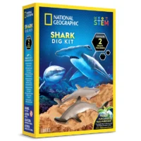 ערכת מדע Shark Tooth Dig Kit - ערכת חפירה של 2 שיני כריש אמיתיות מבית National Geographic