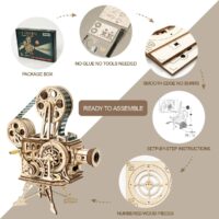 ⁦פאזל מכני - מסרטת רטרו VITASCOPE להרכבה מעץ מבית ROKR⁩ – תמונה ⁦8⁩