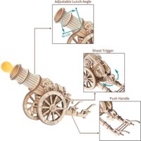 ⁦פאזל מכני - תותח עתיק להרכבה מעץ - Medieval Wheeled Cannon⁩ – תמונה ⁦2⁩