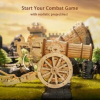 ⁦פאזל מכני - תותח עתיק להרכבה מעץ - Medieval Wheeled Cannon⁩ – תמונה ⁦4⁩