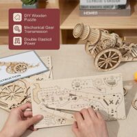 ⁦פאזל מכני - תותח עתיק להרכבה מעץ - Medieval Wheeled Cannon⁩ – תמונה ⁦7⁩