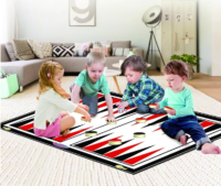 משחק שש בש לחצר 80X70  עם משטח מתקפל לשימוש בבית או בחצר עם כלי משחק גדולים