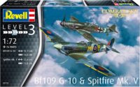 סט מודלים להדבקה של 2 מטוסי קרב  Bf-109 G-10 ו Spitfire MK.V בקנה מידה 1:72 מבית Revell