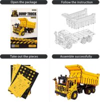 ⁦פאזל מכני - משאית עפר להרכבה מעץ Dump Truck מבית ROKR⁩ – תמונה ⁦4⁩