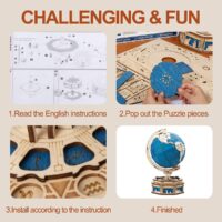 ⁦פאזל מכני מעץ - גלובוס עץ בעיצוב עתיק - The Wooden Globe⁩ – תמונה ⁦5⁩