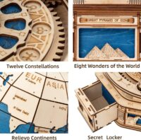 ⁦פאזל מכני מעץ - גלובוס עץ בעיצוב עתיק - The Wooden Globe⁩ – תמונה ⁦6⁩