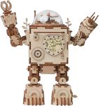פאזל מכני מעץ - תיבת נגינה רובוטית Steampunk Music Box