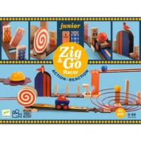 ⁦משחק בניה ודמיון מעץ לילדים ליצירת תגובות שרשרת מירוצים עם 51 חלקים Zig n Go Racer מבית Djeco צרפת⁩ – תמונה ⁦2⁩